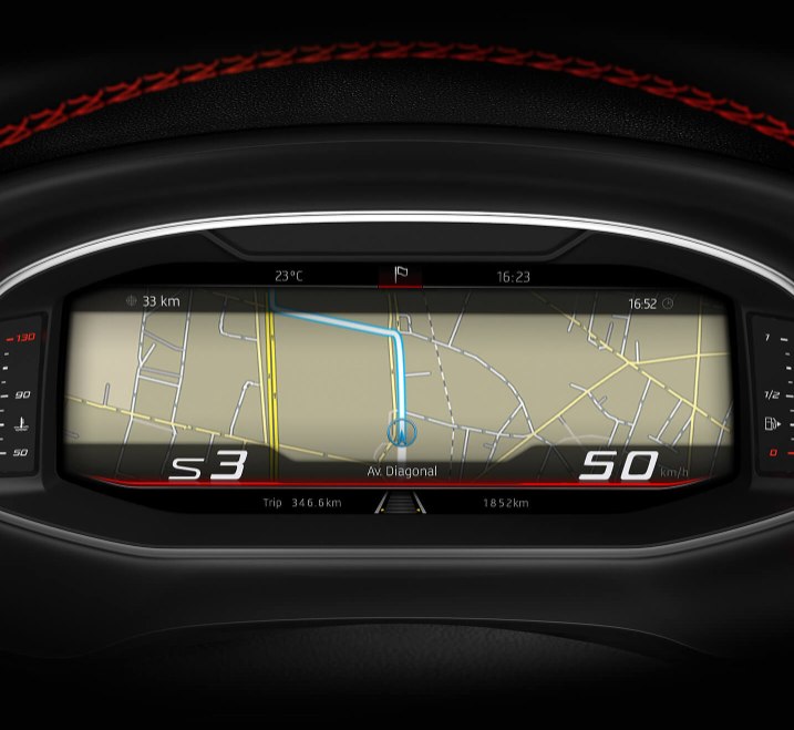 SEAT Leon Estate - Digital cockpit showing navigation route